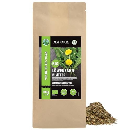Alpi Nature Diente de Leon Orgánico 500g, Hojas de Diente de León Secas y Cortadas, Té Suelto