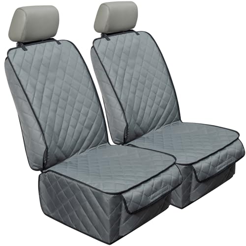Waterproof-Front-Seat-Cover-Dog-Car-Seat-Covers-Nonslip-and-Full-Protection-with-Side-Flaps-Fits-Most-Cars-Trucks-SUVsGrey-2Pack Waterproof Front Seat Cover Dog Car Seat Covers Nonslip and Full Protection with Side Flaps Fits Most Cars, Trucks, SUVs(Grey, 2Pack) - Image 1