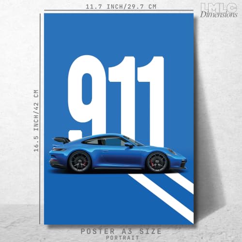 Image of Live Mad Live Crazy Porsche 911 Portrait Single Wall Paper Poster, A3 Size, 16.5L X 11.7W Inches Unframed Art Prints - Home, Bedroom, Living Room & Decor - Aesthetic, Matt Finish, Frame Not Included