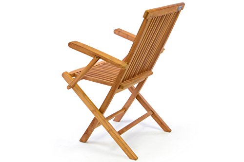 Divero Divero 4 Stück Teakholz Klappstuhl Gartenstuhl Balkonstuhl - Teakstuhl klappbar behandelt kompakt - für Camping Garten Balkon Terrasse - braun 4er Set
