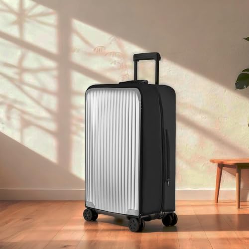 PUMHUBO No Disassembly Suitcase Covers for Luggage - 20 Inch Clear Luggage Cover Protector, Black PVC Luggage Protector Suitcase Cover - Thumbnail 2