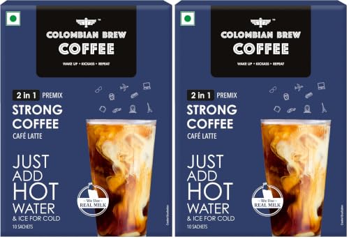 Image of Colombian Brew 2 in 1 Instant Coffee Powder Premix, 8 Sachets (Pack of 2)