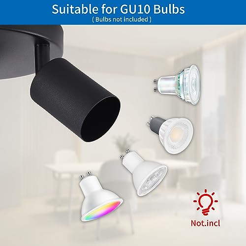 ANWIO 3 Black Spotlight Ceiling Lights,Bedroom Kitchen Lights Ceiling,GU10 Industrial Hallway Ceiling Light Fitting,Spot Light Bar Indoor Adjustable Light Ceiling Spot Lamp(EUS-EA190811, NO Bulbs) - Image 5