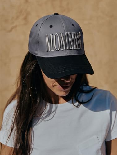 Image of Mommin Trucker Hat for Women, Vintage Two-Tone mom hat with Mommin 3D Embroidery, New Mom Gifts Mothers Day Outfits