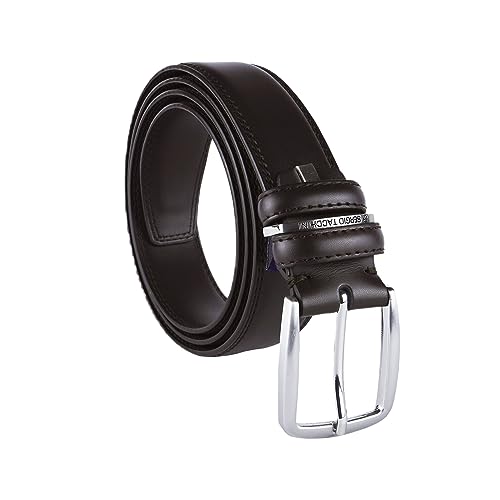 Preisvergleich Produktbild Sergio Tacchini Herrengürtel Aus Echtem Leder, Kürzbare nickelfreie Schnalle (Dunkelbraun Zwei Nähte 348, 125 cm (TG 54-56))