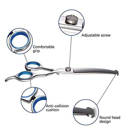 Pogeair 6 In 1 Safety Round Head 4Cr Stainless Steel Dog Grooming Scissors Kit, Heavy Duty Titanium Coated Pet Grooming Scissors For Dogs, Cats & Other Pets #TOP2