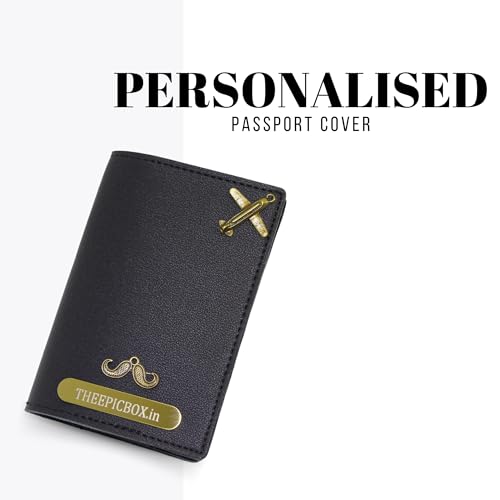 Image of Personalized Leather Passport Holder Cover | Custom Name & Charm | Sleek & Stylish Travel Wallet for Men & Women | Faux Leather Passport Cover | Unisex Travel Accessory (Black)