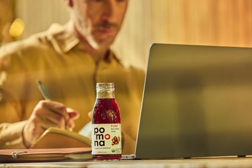 Image of Pomona Organic Juices Pure Grape Juice, 8.4 Ounce Bottle (Pack of 12), Cold Pressed Organic Juice, Non-GMO, No Sugar Added, Not from Concentrate, Gluten Free, Preservative Free