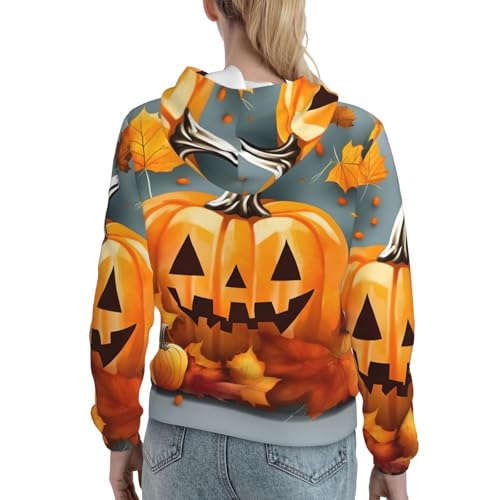 Sweat imprimé citrouille et feuilles d'automne EdWal coupe slim