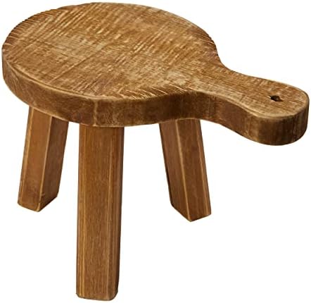 Creative Co-Op Round Shaped Riser with Handle Wood Pedestal, Small, Natural