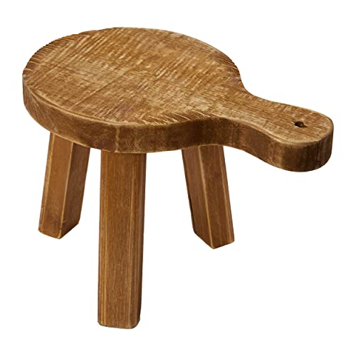 Creative Co-Op Round Shaped Riser With Handle Wood Pedestal, Small, Natural #TOP8