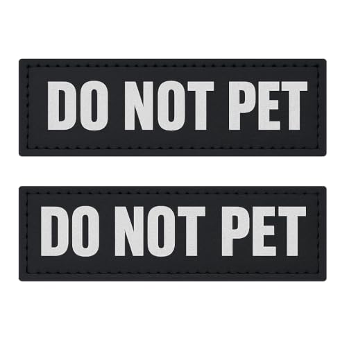 Albcorp Reflective Do Not Pet Patches with Hook Backing for Service Animal Vests /Harnesses Large (6 X 2) Inch