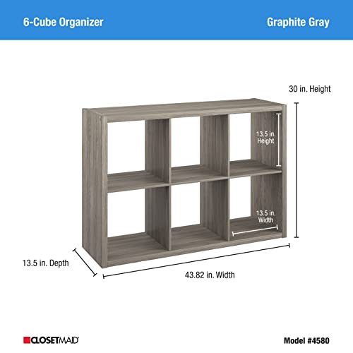 Image of ClosetMaid Decorative Open Back 6-Cube Storage Organizer, Graphite Gray