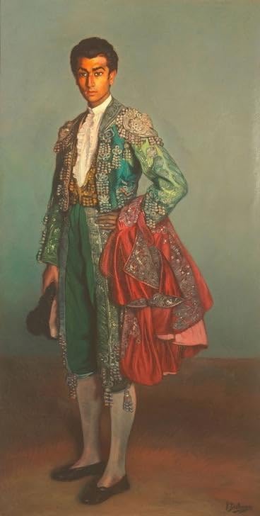 Lienzo retrato del torero Rafael Albaicín, cuadro decorativo de 60x90cm de Ignacio Zuloaga