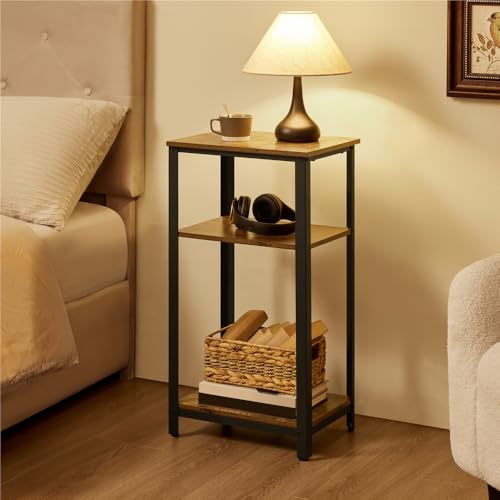 Miniatura 9 de Yaheetech 1pcs Mesa Auxiliar De 3 Niveles Mesita Auxiliar Alta 40x30x74,5 Cm Mesitas De Noche De Estilo Industrial Para Dormitorio Salon Cocina Sofa