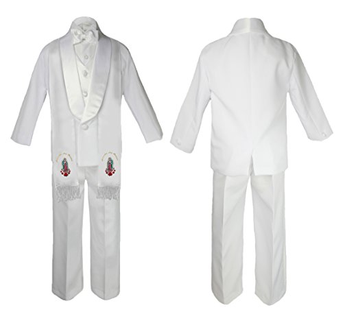 Image of Baby Boy Communion Shawl Lapel Jacket Suit Gold Guadalupe on Stole SM-20