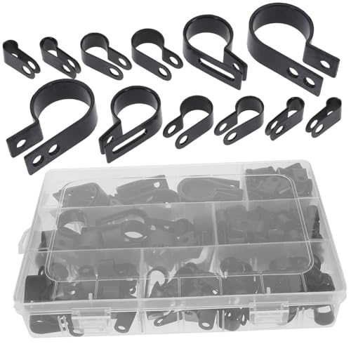 VILLFUL 200pcs Black Cable Clips Hose Clamp Plastic Pipe Clamps Pipe Clamps 3/4 Inch