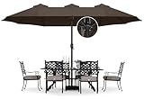 ABCCANOPY 15FT Double-Sided Aluminum Table Patio Umbrella Garden Large Umbrella,Swimming Pool 12+Colors,Brown