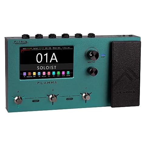 FLAMMA FX150 Multi Effects Processor Battery Powered Electric Guitar Pedal with Amp Modelling Cabinet Simulation Global EQ Touchscreen 160 Built-in Effects 180 Editable User Effects Slots Looper Cover
