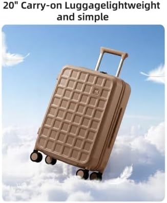 carry on luggage 22x14x9 airline approved with 8 spinner wheels, 20 inch lightweight luggage with tsa lock, 100% pc hard shell travel luggage suitcases for men women, chocolate brown chocolate brown carry-on 20-inch
