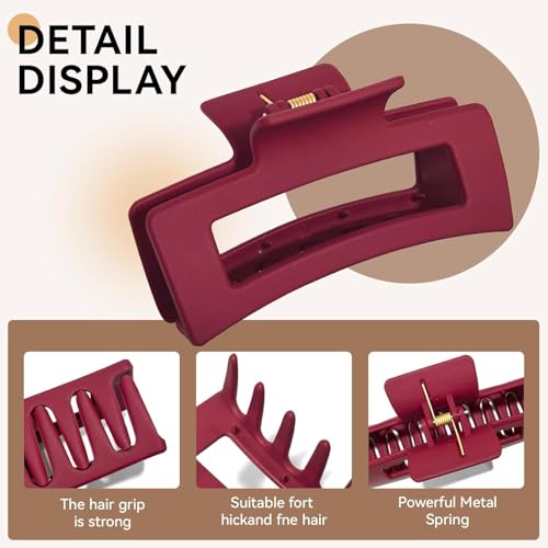 Image of 4 PCS Large 4.1in Silicone Matte Hair Claw Clips, Soft Flexible Mello Claw Clip & Mello Cloud Clip, Non-Slip Hair Jaw Clamps for Thick & Thin Hair,Daily Wear & Hairstyling (Silicone Rectangle)