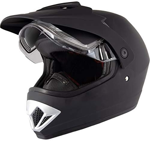 Snow Master TX45 Matte Black Snowmobile Ultra Light Weight Dual Street and Sport Motorcycle Full Face Helmet for Men and Women - ECE and DOT Approved (Large)