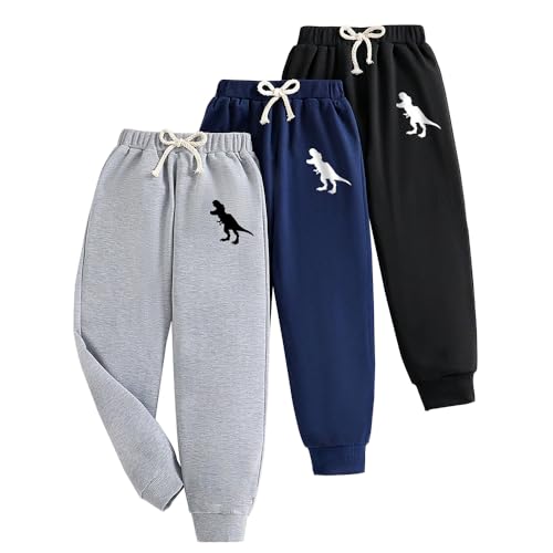 Nivne Tco Toddler Boy Pants - 3 Pack Sweatpants Set-Dinosaur Graphic Print Toddler Jogger Pants 5T