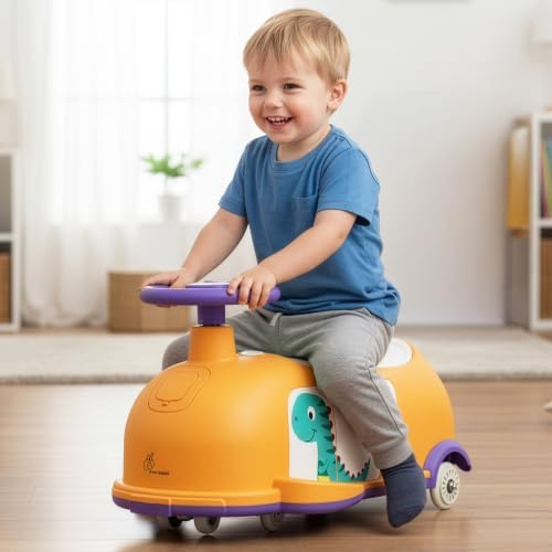 Image of R for Rabbit Iya Iya Poppy Swing Car for Kids, 3 in 1 Baby Push Ride-On & Pull Along Car | ABEC7 Bearing Smooth Wheels with Storage Seat | Ideal for 2+ Years Boys & Girls, Upto 50 Kgs (Orange Purple)