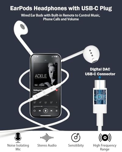 Image of Apple MFi Certified 2Pack USB C Headphones, Type C Earphones for iPhone 17