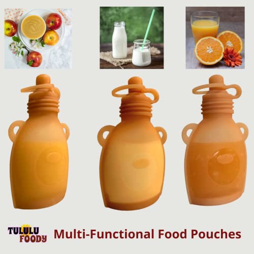 Tululu Foody Reusable Food Pouches Silicone-4Pack/5Oz-Refillable Homemade Food Storage Containers Kids Squeezy Pouch-Soft Reusable Baby Food Pouches For Toddlers #TOP7