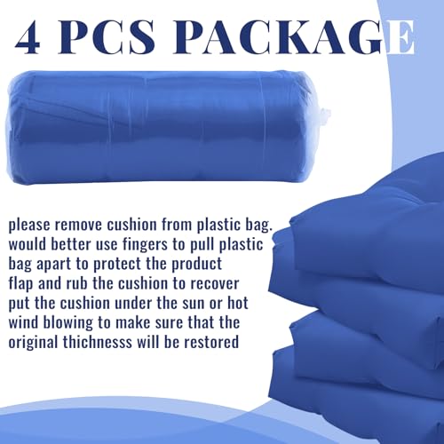 Image of Geelin 4 Pcs Outdoor Patio Chair Cushion Thick High Back Adirondack Chair Cushion Tufted Weather & Fade Resistant Anti-Slip Outside Rocking Chairs Pads with Ties 44 x 19 x 4 Inch (Navy)