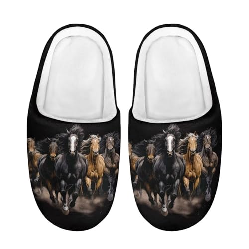 POLERO Kids Horse Slippers Slip On Fluffy Plush Home Slippers Winter Indoor Bedroom Slip-On Shoes Size 11/12