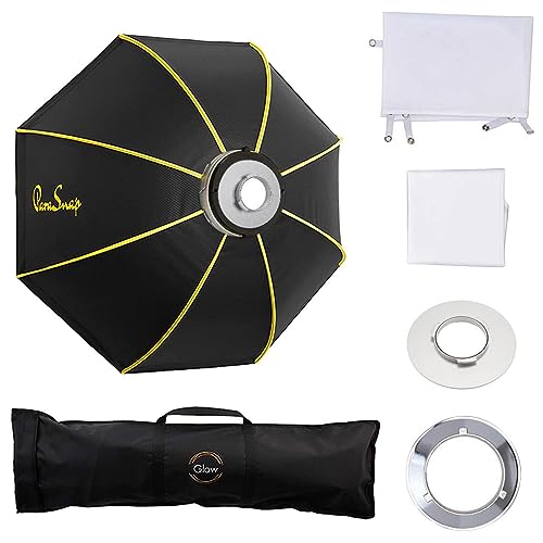 Glow ParaSnap 36\" Octa SterlingFibre Bowens Mount Softbox with Flashpoint XPLOR 300/400 Mount Speedring, Parabolic Softbox w/Quick Speedring Swap is an Ideal Speedlight Round Soft Box