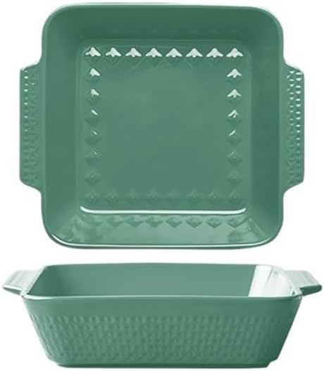 Lasagna Pans 1500ML Baking Bowl, Cheese Baked Rice Tray, Household Ceramic Large Double Ear Rectangular Microwave Oven for Baking Cake