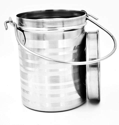 Image of Stainless Steel Milk Oil Ghee Storage Container with Lid and handle For Kitchen (100 ml)