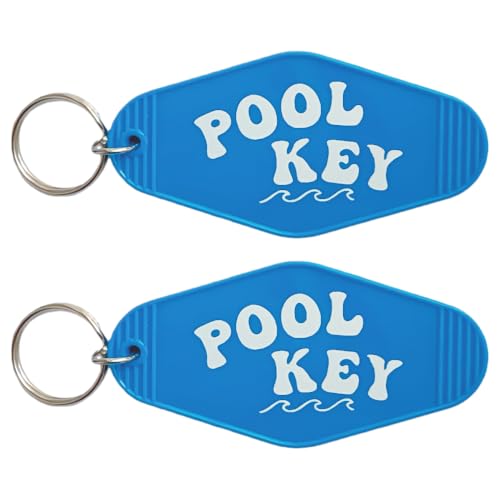 Jgrprlq 2pcs Pool Keychain Bulk Blue Plastic Vintage Motel Keychain