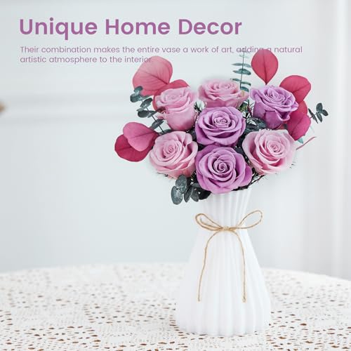 Mosstory Roses Bouquet Purple Gifts for Women Birthday Flowers for Women Forever Flowers Bouquet Gift for Her Wife Anniversary Graduation (Lavender Roses)