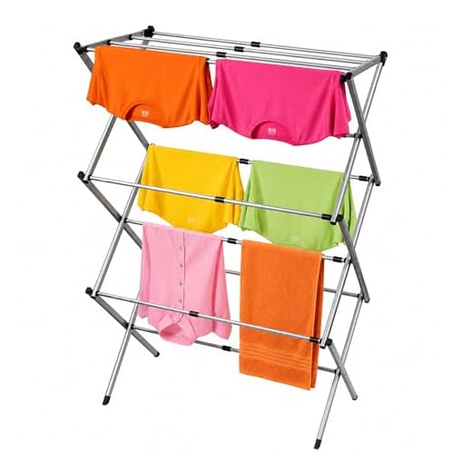 ArtMoon Gobi | 699850 | Wäscheständer Ausziehbar, Wäschetrockner 3 Ebenen | Stahl, Silber | 44-75x37x105 CM