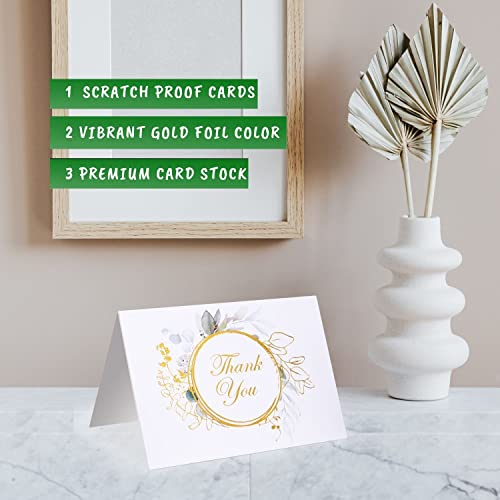 100 Bulk Thank You Cards With Envelopes White And Greenery Gold Foil – Floral Watercolor Cards Thank You Notes With Envelopes And Eucalyptus Leaves Designs Perfect For Wedding Bridal Gift Baby Shower Business Graduation Funeral #TOP2