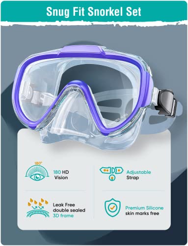 image for Seovediary Snorkeling Gear for Adults Anti-Fog Panoramic View Snorkel 