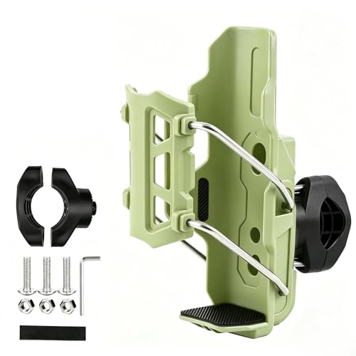 CHUANFU Portabidón Bicicleta Rotación de 360°, Adaptado Portabidones para Bicicletas con Herramienta de Tornillo, Estructura de Sujeción Automática, Soporte Botella para Bici Motocicletas, Verde