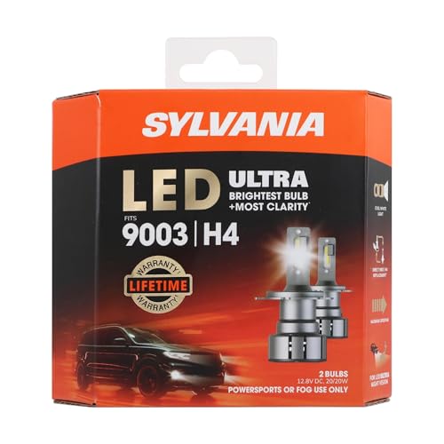 SYLVANIA - 9003 LED Ultra - Fog Lights For Cars and Trucks - Headlight Bulbs for Off Road Powersports - 6000k Cool White LED Light - Maximum Lifespan - No Polarity - DIY Upgrade