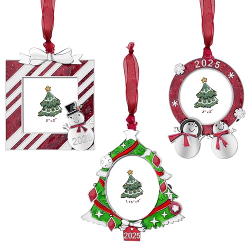 GUOER 3PCS Christmas Tree Ornaments Set Picture Frame Ornament Holiday