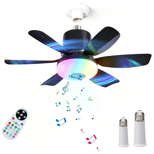 Ventilador de techo con luz LED RGB regulable altavoz Bluetooth y casquillo E27