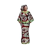 Women African Dresses Clothing Ankara Bazin Riche Dress Womens Skirts Set Print Dashiki Top with Headscarf X-Small