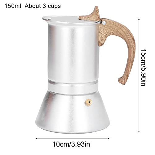 Silver Moka Pot Coffee Maker,Plplaaoo Stovetop Espresso Maker,Classic Italian Stovetop Coffee Maker For Espresso,Moka,Cuban Coffee,Cappuccino, Latte And More,Fits Home,Travel(150Ml) #TOP3