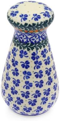Polmedia Polish Pottery Pepper Shaker - Shamrock Fields Pattern Handmade in Boleslawiec Poland by Ceramika Artystyczna + Certificate of Authenticity
