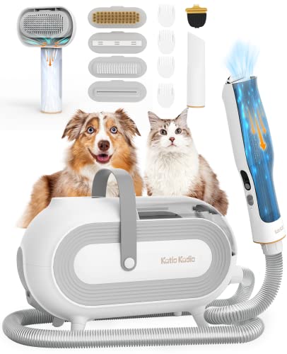 Pet Grooming Vacuum for Dog - 60dB Low Noise Dog Grooming Vacuum Kit Suck in 99% Pet Hair, Dog Hair Vacuum with 8 Professional Dog Grooming Tool for Shedding Thick Coats, Small, Large Dog CatGrey