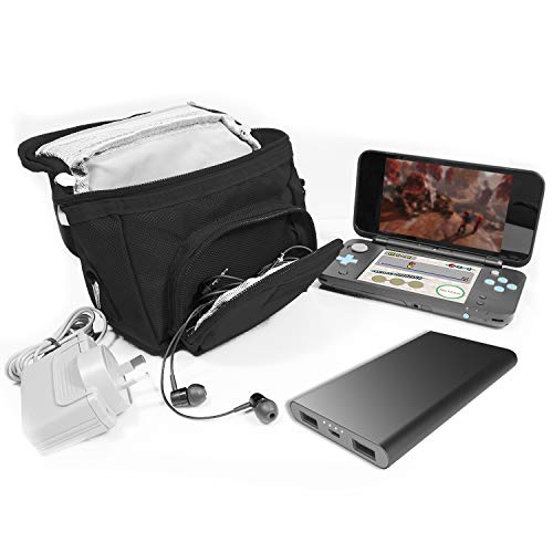 Orzly 2dsxl XL DS Lite DSI XL 2ds 3ds 3ds XL Carry Case with additional pockets for DS Mains charger. Designed to fit all handhelds from Nintendo to offer protection and style - Black - Thumbnail 2