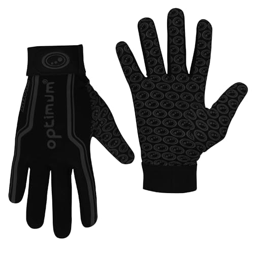 Optimum Velocity Guantes de Rugby Senior, Unisex Adulto, Negro, M